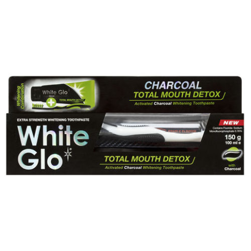 White Glo Charcoal Total Mouth Detox Toothpaste + Toothbrush-1