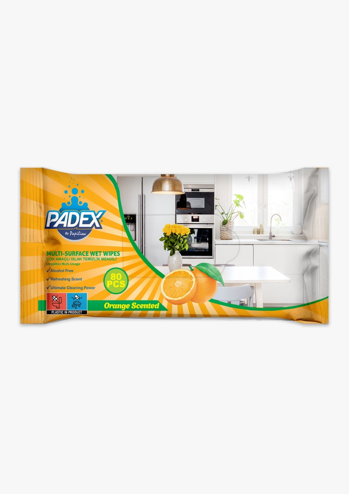 Padex Mokre Chusteczki do Czyszczenia Różnych Powierzchni Orange 80 szt.