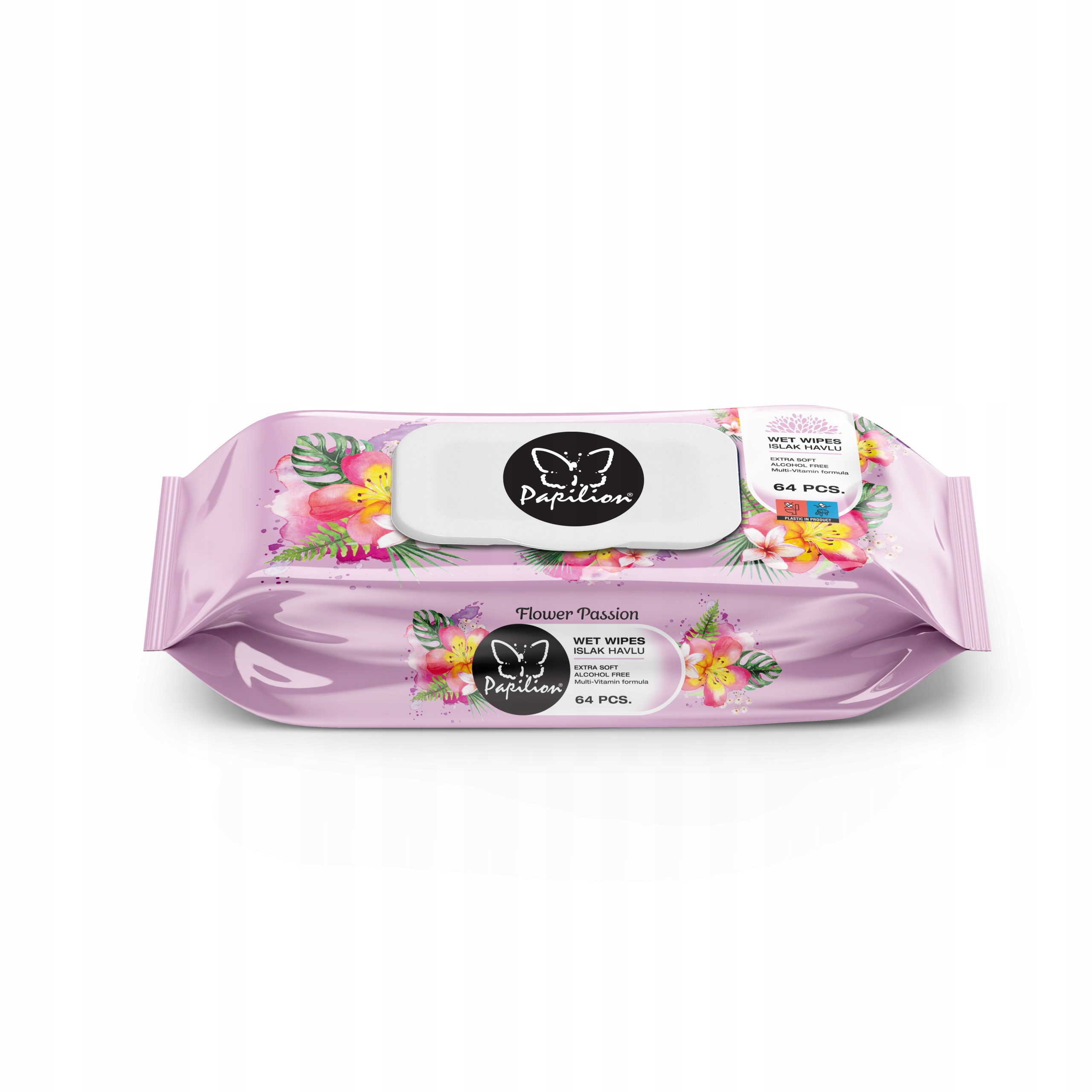 Papilion Chusteczki Nawilżane Flower Passion Pink Ezotyczne Kwiaty 64 szt.
